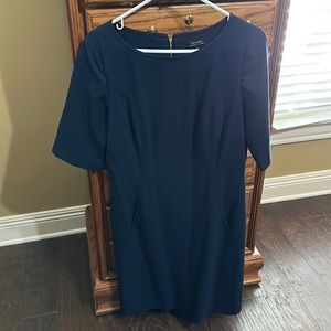 Navy Tahiti dress with gold zipper and pockets.   Size 10